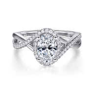 Courtney - 14K White Gold Oval Halo Diamond Engagement Ring