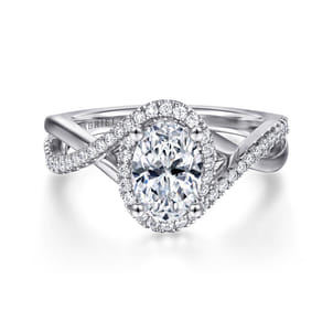 Courtney - 14K White Gold Oval Halo Diamond Engagement Ring