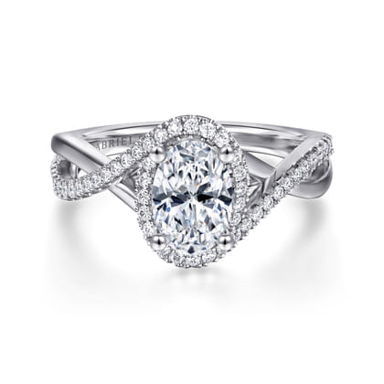 Courtney - 14K White Gold Oval Halo Diamond Engagement Ring