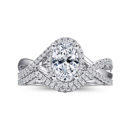 Courtney - 14K White Gold Oval Halo Diamond Engagement Ring