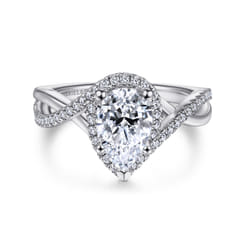 Courtney - 14K White Gold Pear Shape Halo Diamond Engagement Ring