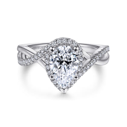 Courtney - 14K White Gold Pear Shape Halo Diamond Engagement Ring