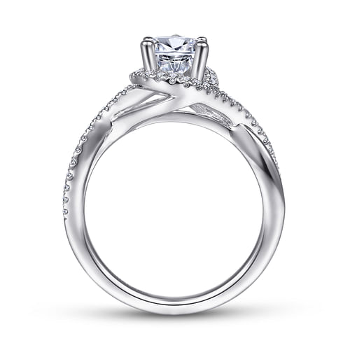 Courtney - 14K White Gold Pear Shape Halo Diamond Engagement Ring - 0.23 ct - Shot 2