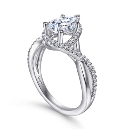 Courtney - 14K White Gold Pear Shape Halo Diamond Engagement Ring