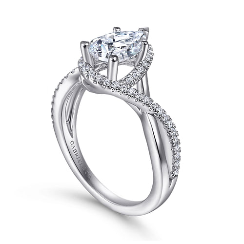 Courtney - 14K White Gold Pear Shape Halo Diamond Engagement Ring - 0.23 ct - Shot 3