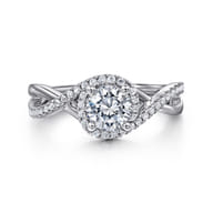 Courtney - 14K White Gold Round Halo Diamond Engagement Ring
