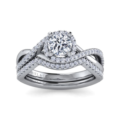 Courtney - 14K White Gold Round Halo Diamond Engagement Ring