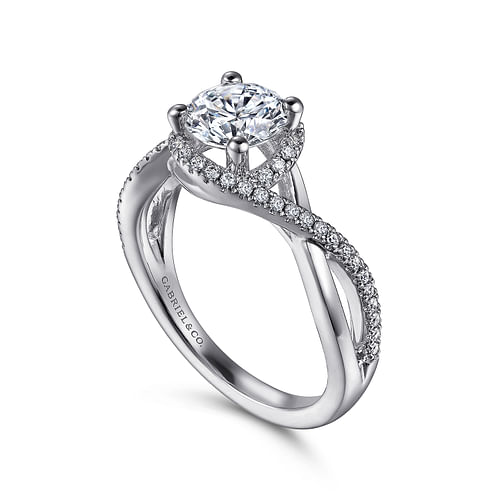 Courtney - 14K White Gold Round Halo Diamond Engagement Ring - 0.23 ct - Shot 3