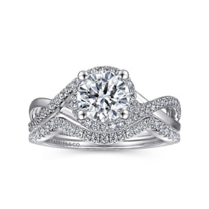 Courtney - 14K White Gold Round Halo Diamond Engagement Ring