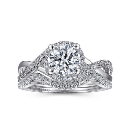 Courtney - 14K White Gold Round Halo Diamond Engagement Ring