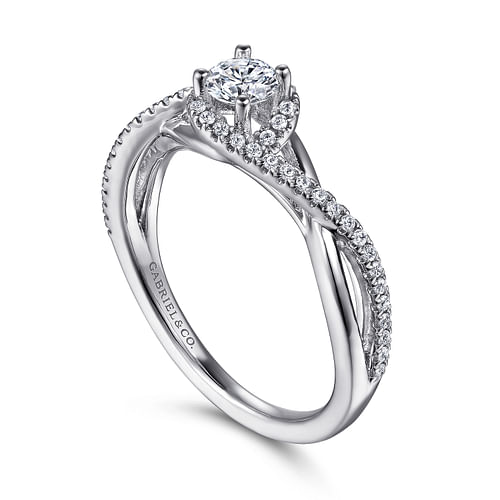 Courtney - 14K White Gold Round Halo Diamond Engagement Ring - 0.13 ct - Shot 3