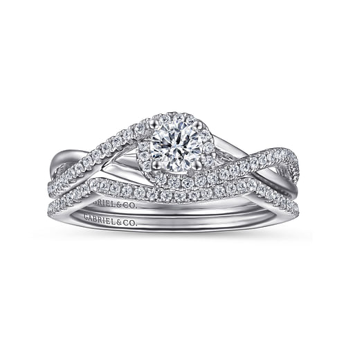 Courtney - 14K White Gold Round Halo Diamond Engagement Ring - 0.13 ct - Shot 4