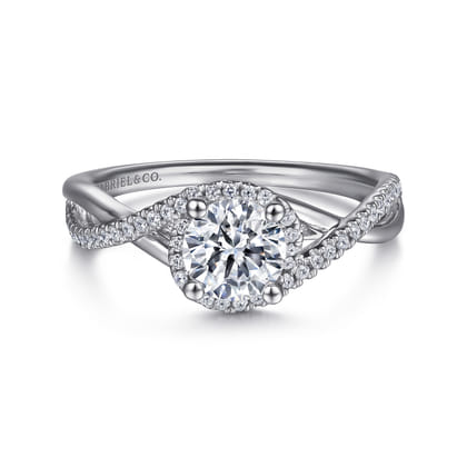 Courtney - 14K White Gold Round Twisted Diamond Engagement Ring
