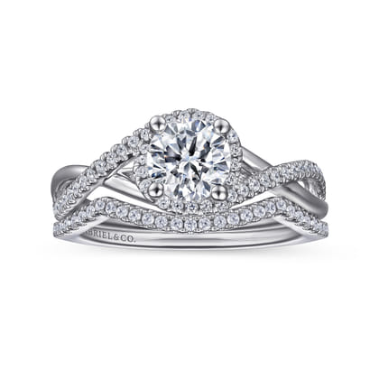 Courtney - 14K White Gold Round Twisted Diamond Engagement Ring