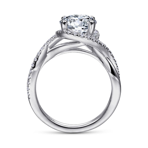 Courtney - 14K White Gold Round Twisted Diamond Engagement Ring - 0.31 ct - Shot 2