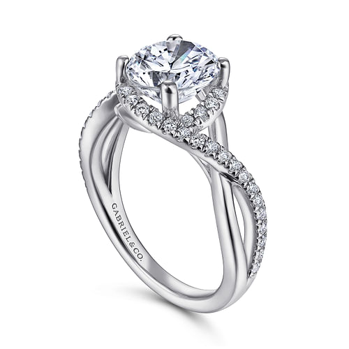 Courtney - 14K White Gold Round Twisted Diamond Engagement Ring - 0.31 ct - Shot 3