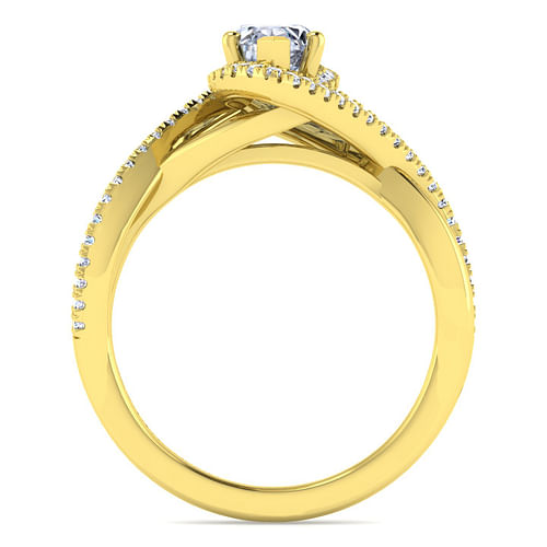 Courtney - 14K Yellow Gold Marquise Halo Diamond Engagement Ring - 0.25 ct - Shot 2