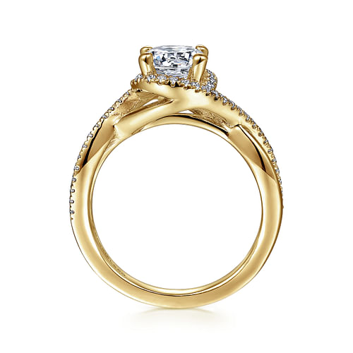 Courtney - 14K Yellow Gold Round Halo Diamond Engagement Ring - 0.2 ct - Shot 2