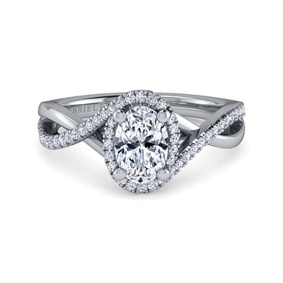 Courtney - Platinum Oval Halo Diamond Engagement Ring
