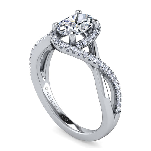 Courtney - Platinum Oval Halo Diamond Engagement Ring - 0.23 ct - Shot 3