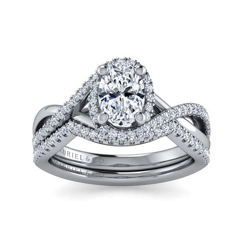 Courtney - Platinum Oval Halo Diamond Engagement Ring - 0.23 ct - Shot 4