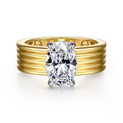 Cova - 14K White-Yellow Gold Oval Diamond Engagement Ring
