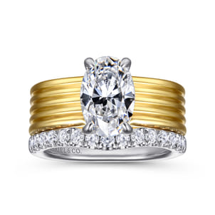 Cova - 14K White-Yellow Gold Oval Diamond Engagement Ring