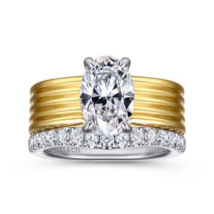 Cova - 14K White-Yellow Gold Oval Diamond Engagement Ring