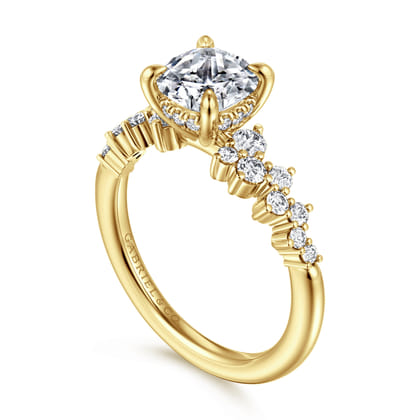 Cove - 14K Yellow Gold Cushion Cut Diamond Engagement Ring