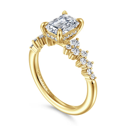 Cove - 14K Yellow Gold Emerald Cut Diamond Engagement Ring