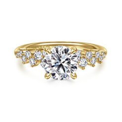 14K Yellow Gold Round Diamond Engagement Ring