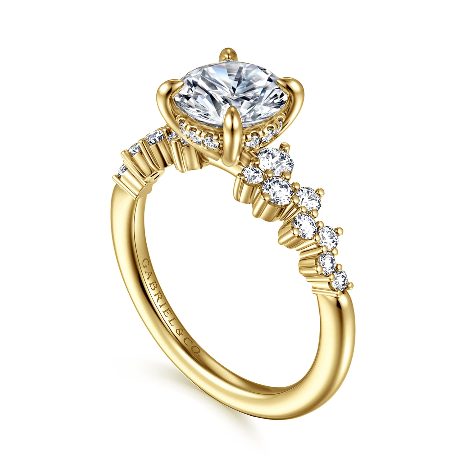 Cove - 14K Yellow Gold Round Diamond Engagement Ring