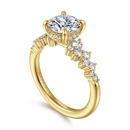 Cove - 14K Yellow Gold Round Diamond Engagement Ring