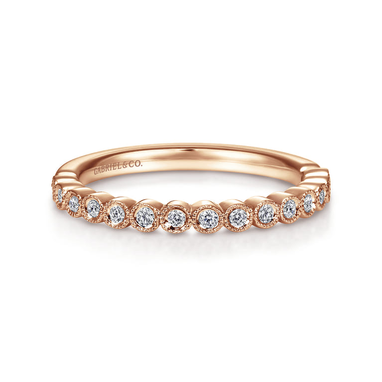 Straight Wedding Ring in 14k Rose Gold with Round Natural Diamond at Gabriel & Co. - Shot 1