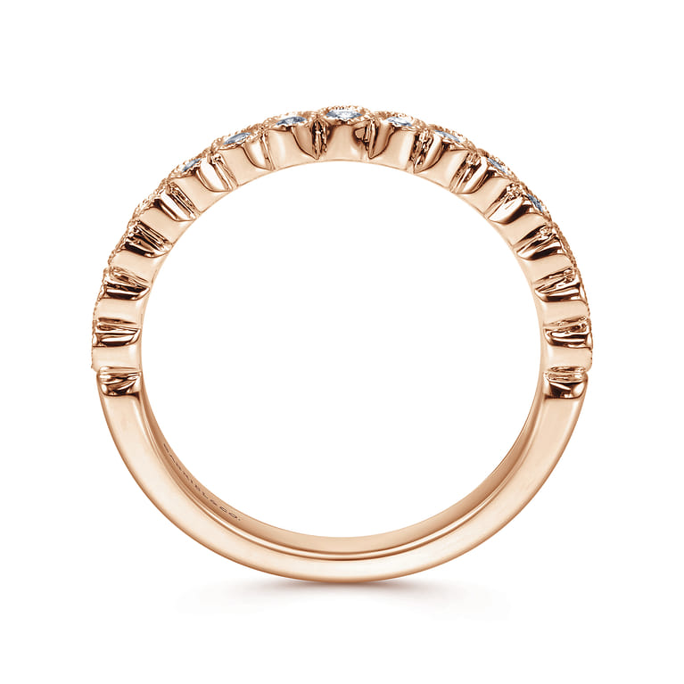 Straight Wedding Ring in 14k Rose Gold with Round Natural Diamond at Gabriel & Co. - Shot 2