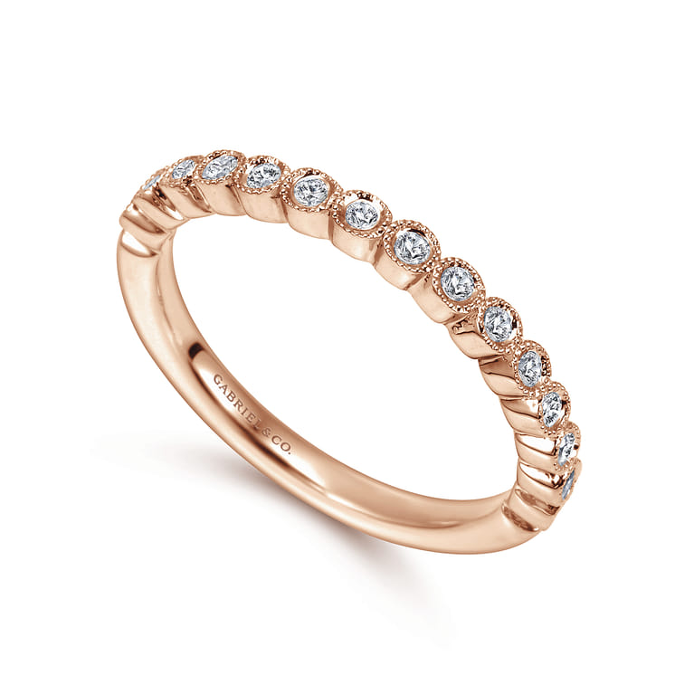 Straight Wedding Ring in 14k Rose Gold with Round Natural Diamond at Gabriel & Co. - Shot 3