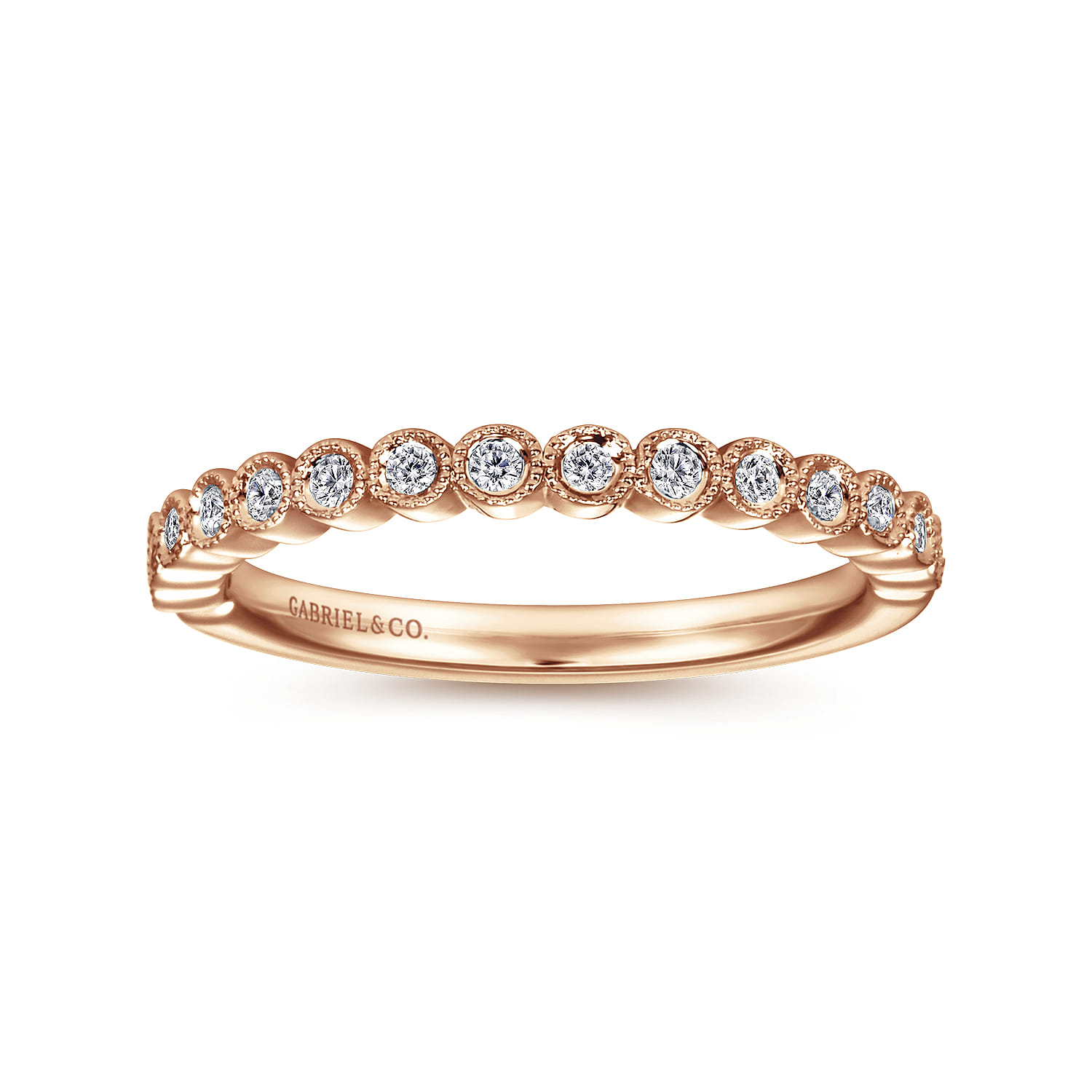 Crete - 14K Rose Gold Bezel Set Diamond Anniversary Band