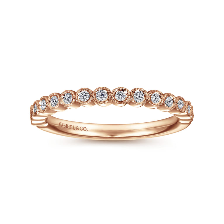Straight Wedding Ring in 14k Rose Gold with Round Natural Diamond at Gabriel & Co. - Shot 4