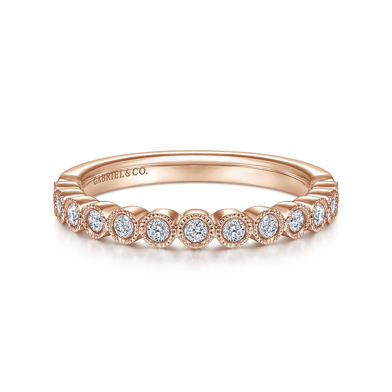 Straight Wedding Ring in 14k Rose Gold with Round Natural Diamond at Gabriel & Co. - Shot 1