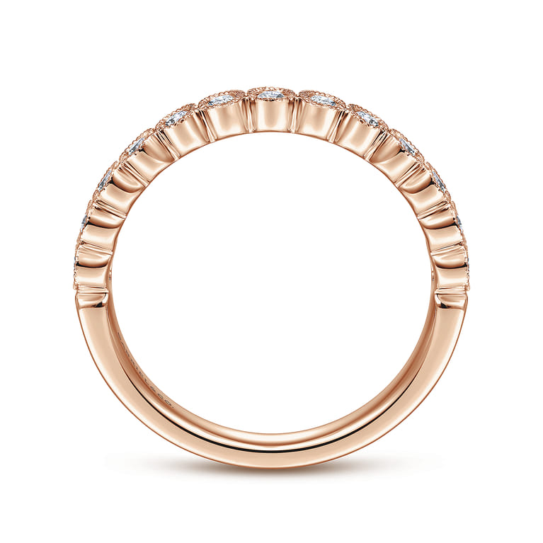 Straight Wedding Ring in 14k Rose Gold with Round Natural Diamond at Gabriel & Co. - Shot 2