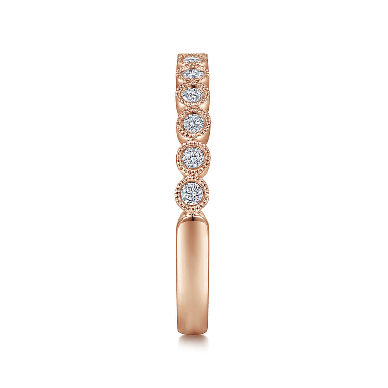Straight Wedding Ring in 14k Rose Gold with Round Natural Diamond at Gabriel & Co. - Shot 4