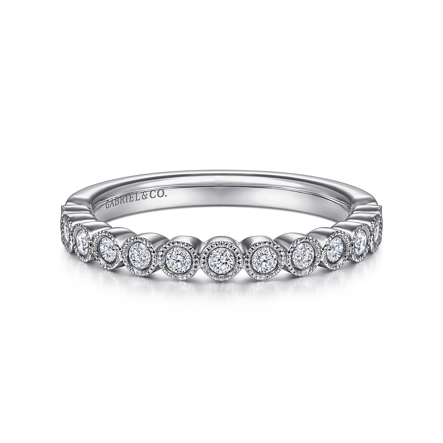 Crete - 14K White Gold Round 13 Stone Diamond Anniversary Band