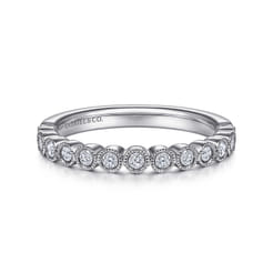 Crete - 14K White Gold Round 13 Stone Diamond Anniversary Band