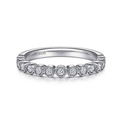 Crete - 14K White Gold Round 13 Stone Diamond Anniversary Band