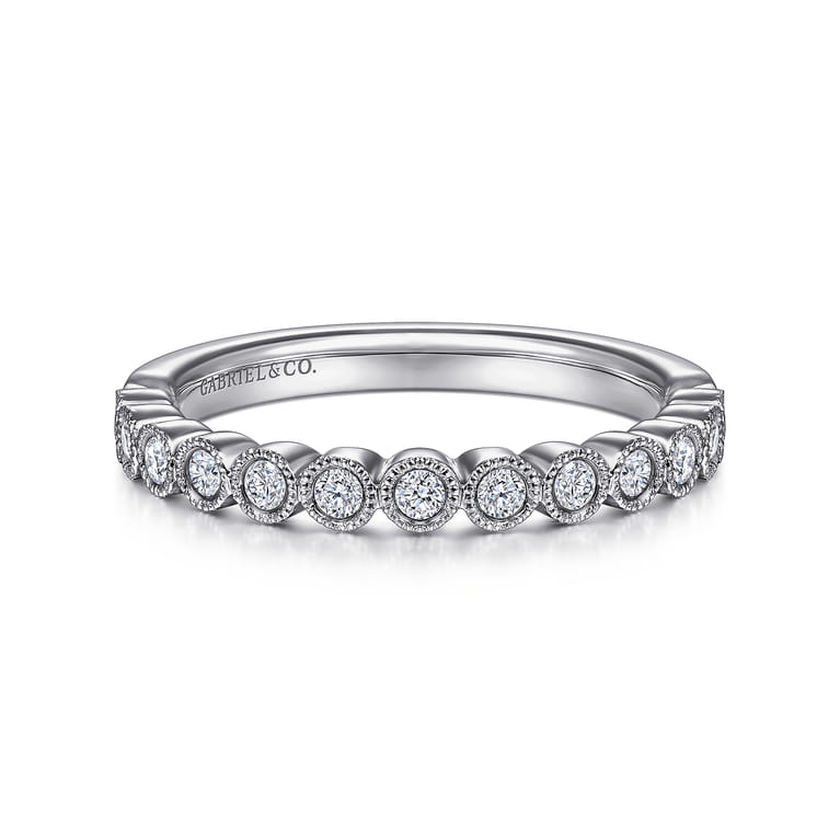 Straight Wedding Ring in 14k White Gold with Round Natural Diamond at Gabriel & Co. - Shot 1