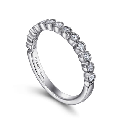 Crete - 14K White Gold Round 13 Stone Diamond Anniversary Band