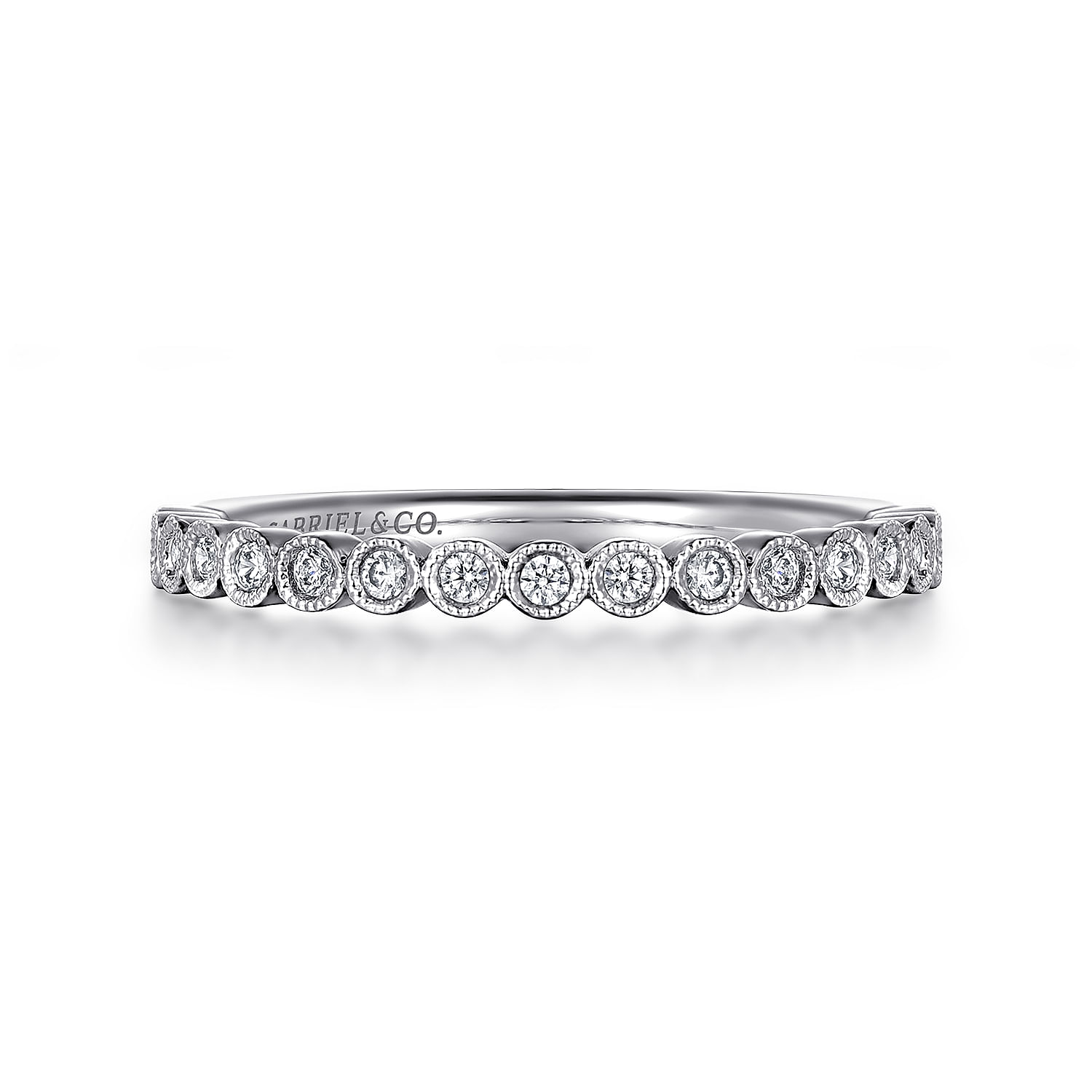 Crete - 14K White Gold Round Bezel Set Diamond Anniversary Band
