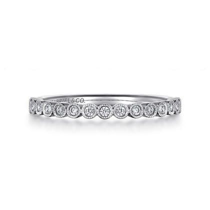 Crete - 14K White Gold Round Bezel Set Diamond Anniversary Band