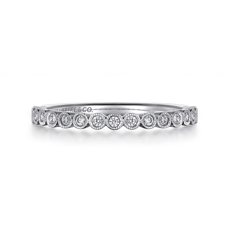 Straight Wedding Ring in 14k White Gold with Round Natural Diamond at Gabriel & Co. - Shot 1