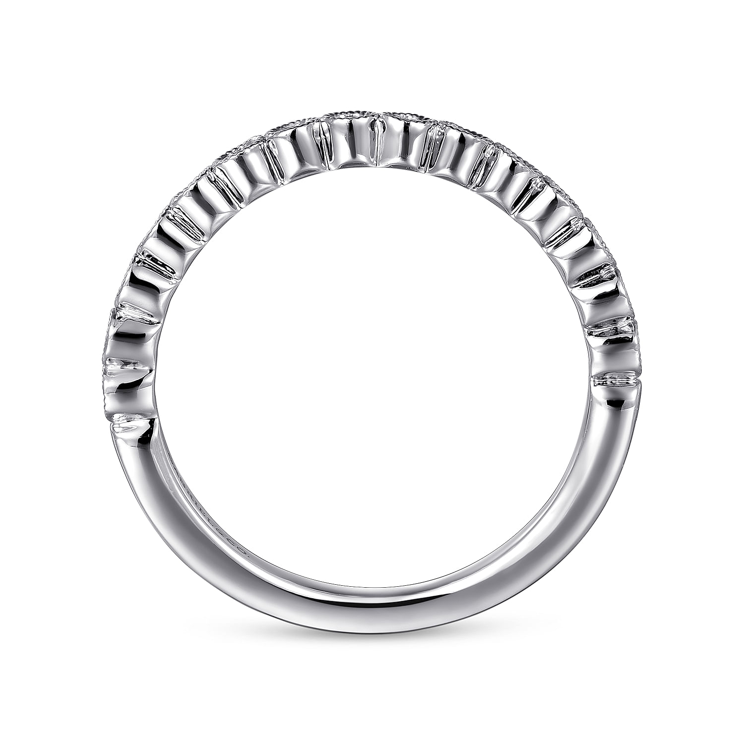 Crete - 14K White Gold Round Bezel Set Diamond Anniversary Band